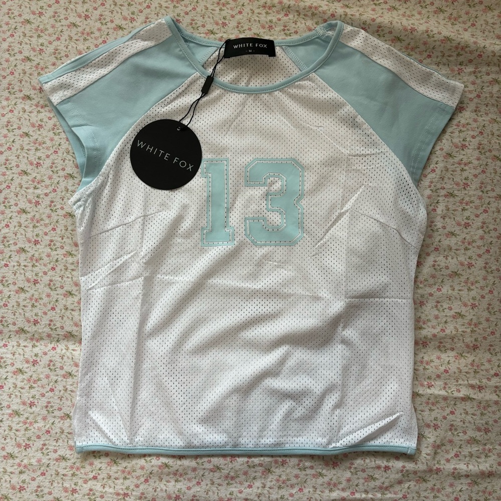 NWT y2k white fox jersey baby tee